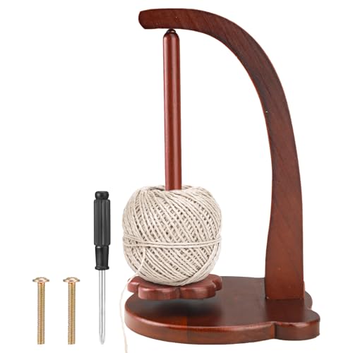 Image of Yarn Holder for Crocheting, Magnetic Pendulum Crochet Spinning Yarn Ball Holder Wooden Yarn Spool Rack Bear Shape Disk Yarn Spinner DIY Crafts Gift Accessories for Knitting Lovers (Retro Color)