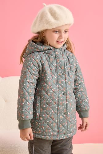 Image of SOLOCOTE Little Girls Winter Lightweight Jacket Floral Cute Ears Quilted Coat