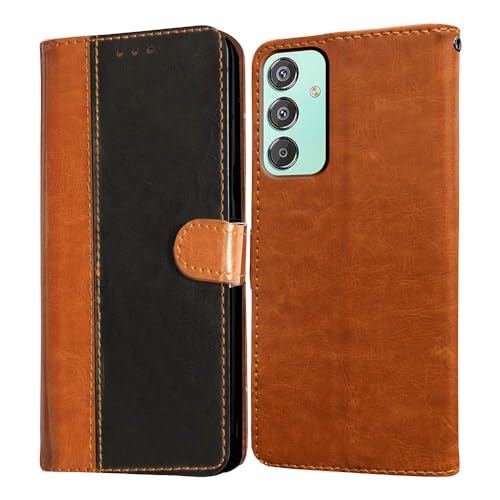Image of amazon basics Flip Leather Mobile Cover (Soft & Flexible Back case) for Samsung Galaxy F15 5G / M15 5G (CamelBlack)