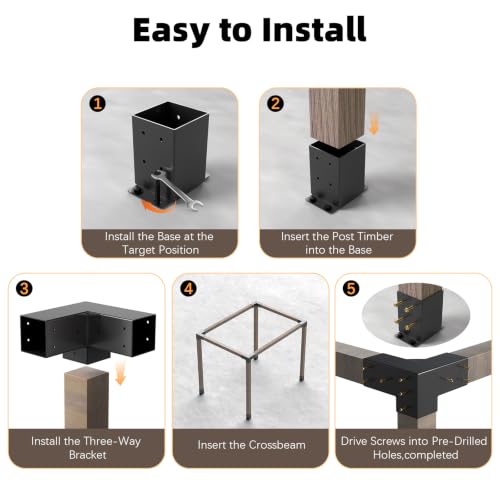 Image of Pergola Kit, 3-Way Pergola Brackets for 4 inchx 4 inch (Actual 3.5 inch X 3.5 inch)