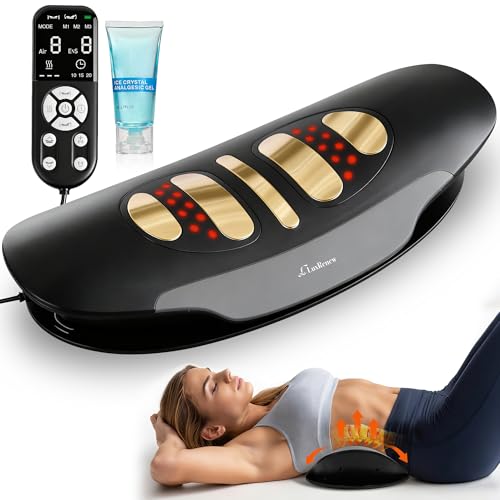 Electric Lumbar Traction Device for Lower Back Pain Relief, Multifunctional Lumbar Stretcher with Dynamic Traction, Red Light Therapy, 8-Level Electrotherapy, 3-Level Thermal Therapy, Vibration