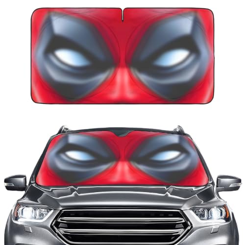 GENANY Red Mask Eyes Silver Coated Polyester Car Sun Shade 55x29 Inch by GENANY - Used condition - US$8.38