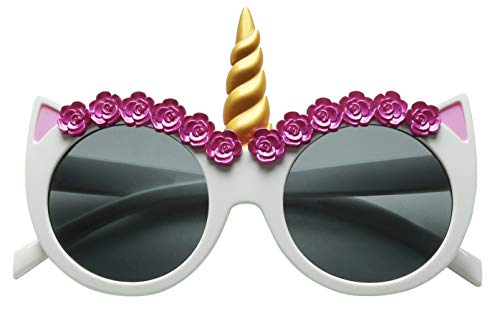 ShadyVEU Unicorn Horn Round Sunglasses Children Toddler Kids UV Protection Age 2 to 8 Cute Small Fashion Shades - Main Image