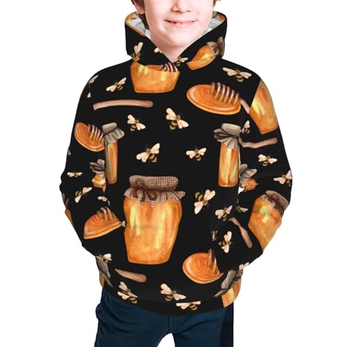 Bee and Honey Kid Hoodies Boys Sweatshirts Girls Pullover with Pocket3