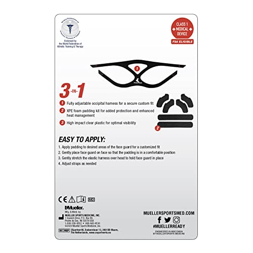 Mueller Sports Medicine Face Guard, Nose Guard For Sports, For Men And Women, Clear, One Size #TOP6