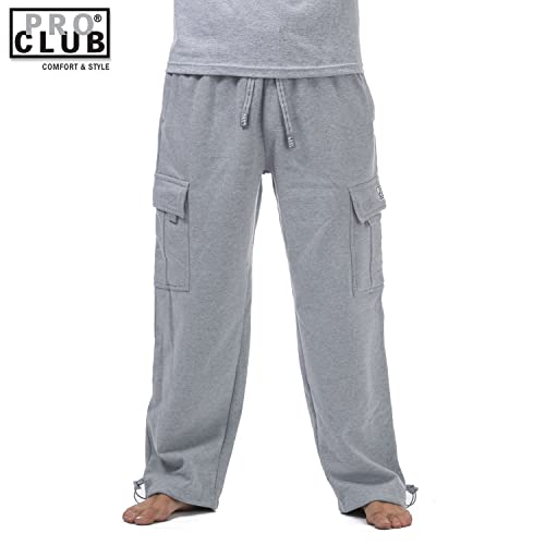 Pro Club Men's Heavyweight Fleece Cargo Pants Gray3