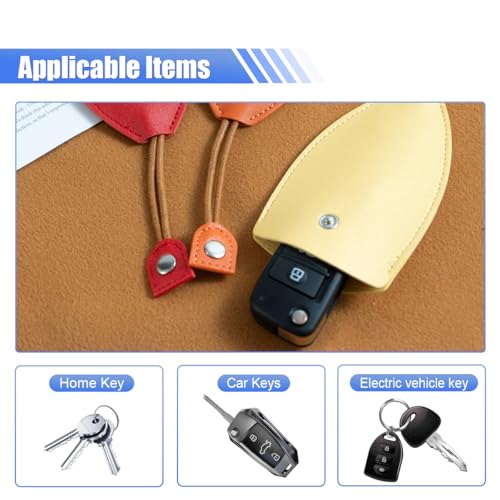 Image of KITUREK 8PCS Pull Out Car Key Case, PU Leather Keychain Protective Bags, Large-Capacity Key Case Holder, Creative Key Case Cover for Halloween Christmas Presents