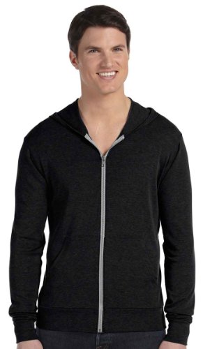 Bella Canvas Unisex Triblend Full-Zip Lightweight Hoodie L Black Triblend