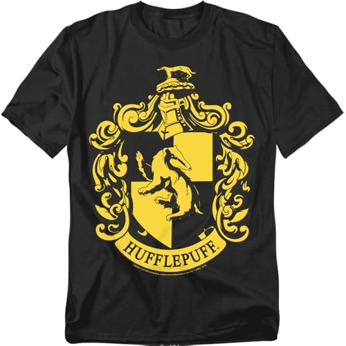 Popfunk Harry Potter Hufflepuff Logo Hogwarts T Shirt & Stickers (Medium) Black