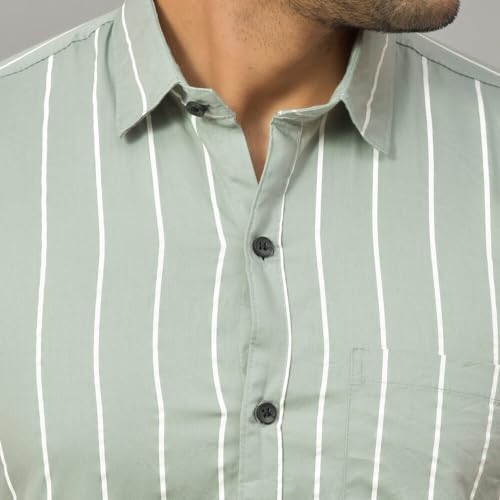 Image of Regular Fit Striped Lining Cotton Full Sleeve Casual Shirts for Men /Long Sleeves Cotton Striped, Cotton Shirt Crafted with Regular Sleeve, Comfort Fit & High-Performance for Everyday Wear
