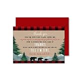 Lumberjack Baby Shower Thank You Cards (15 Pack) Prefilled Note from Boy – Individual Notecards with