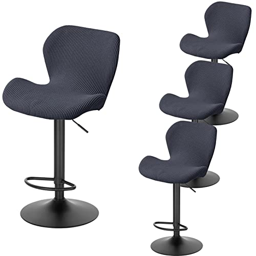 XGANGM Extensible Housse-Couvre Tabouret de Bar Pivotante avec Dossier, Scandinave Lot de 2/4/6 Housse de Bar Chaise Cuisine Salle Manger Couverture de Haute Tabouret,Dark Grey,4pcs Cover