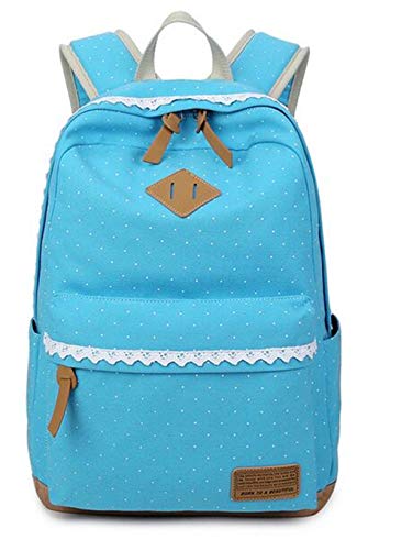 Mochilas de Lona con Lunares para Adolescentes de Encaje Escolares Estilo