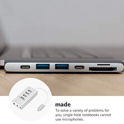 ULTECHNOVO Adaptador de Ãudio Usb Placa de Som EstÃ©reo Externo 3 Portas Tipo-C Conversor Adaptador