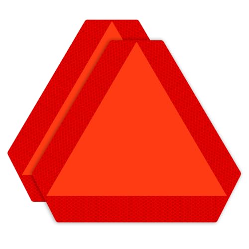 Image of IGNIXIA (Pack of 02) Slow Moving Vehicle Sign, PVC Vinyl Decal Slow Moving Vehicle Triangle Sticker, 14 inchx 16 inch Inches Orange base with Reflective border, UTV, safety Triangle signs