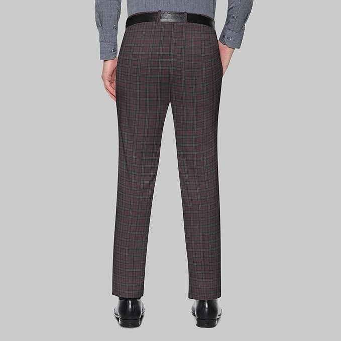 Image of BIGREAMS Unstitched Checkered Suiting Luxury Pants Fabric for Men - 1.5 Meter Pant Piece | Premium Blended Material | Soft Finish | Ideal for Formal Trousers