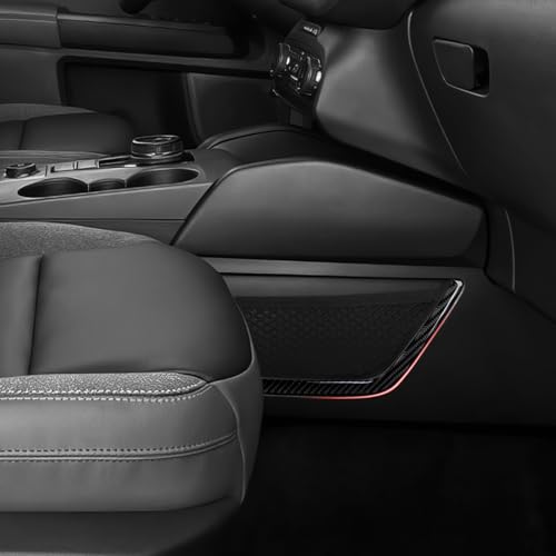Image of Car Carbon Fiber Gear Shift Panel Side Storage Net Frame Cover Trim Decals Accessories for Ford Bronco Sport 2021 2022 2023 2024 Interior Sticker