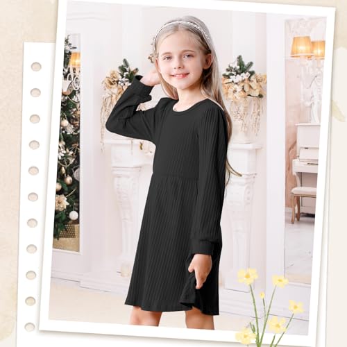 Toddler Girl Long Sleeve Dress Baby Ribbed Knit Sweater Dresses A Line Fall Winter Kids Clothes Casual3