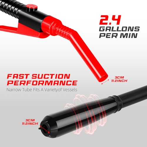 Image of Portable Transfer Pump Battery Operated Electric Siphon Pump for Gas, Fuel, Diesel, Water Transfer 2.4 GPM Flow Oil Extractor, 47 Inches Hose-Easy to Use Hand Fuel Pump, Multi-Use Transfer Pump(Red)