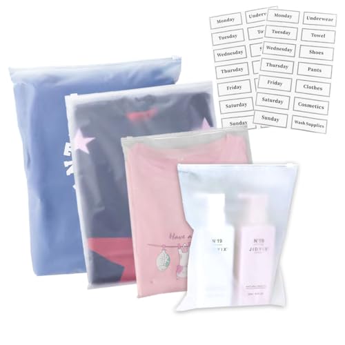 Belit 20 Pcs Travel Luggage Organizer Bags, 4 Sizes Packaging Bags for Clothing, Cosmetics, Toiletries, Reusable Plastic Zipper Bags for Hospital Bag, Travel Storage, Home Storage
