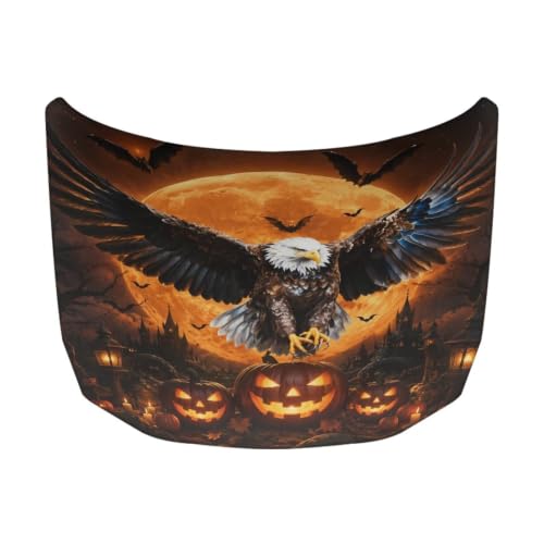 Image of Car Hood Cover Protector Waterproof Auto Hood Wrap Blankets Halloween Decorations Auto Patriotic Decorative Accessories for Sedans SUVs Pickup Trucks (American Flag Eagle Design)