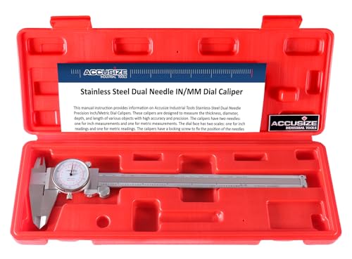 Calibre de doble aguja Accusize 200 mm de acero inoxidable con estuche 2