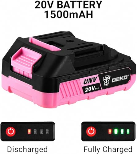 Miniatura 7 de Taladro Eléctrico Inalámbrico: Dekopro Taladro Inalámbrico Rosa De 20 V Para Mujer, Taladro Inalámbrico Con Batería Y Cargador, Kit De Taladro De 20 Voltios