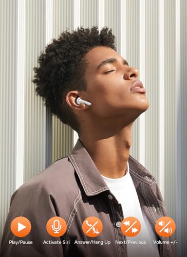 Image of Wireless Earbuds, Bluetooth 5.4 Ear Buds, ENC Noise Cancelling Headphones with 48H Playtime, Bass Stereo Sound, Compatible with iPhone Air /17 /16 /15 /14 /Android, Pad - White