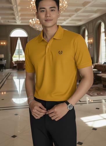 Image of MACK JONNEY Men's Solid Polo T-Shirt | Premium Cotton Blend | Regular Fit | Short Sleeve | Collared Casual Wear|Pack of 2 -MJ-157