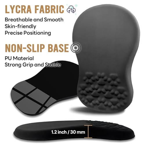 ailifeer Black Ergonomic Mouse Pad with Wrist Rest Support,Non-Slip PU Bottom and Memory F - image 5