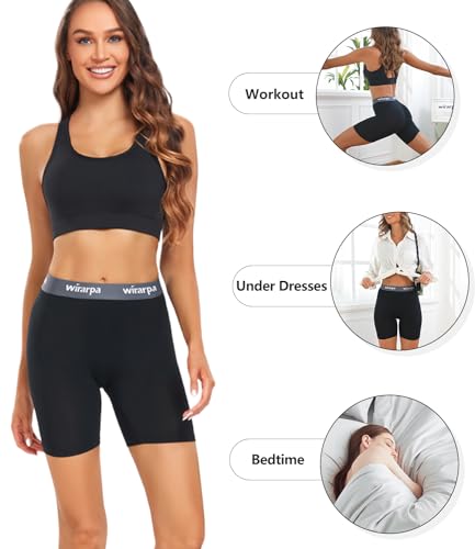 wirarpa Women's Underwear Modal Boxer Briefs Anti Chafing Boyshorts Panties with Crotch 4 Pack3