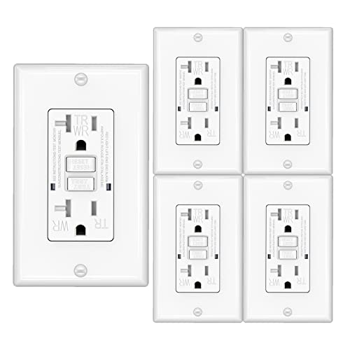 Omeenet 20 Amp Gfci Outlet, Tamper Resistant, Weather Resistant, Self Test Gfi Receptacle, 20A Ground Fault Circuit Interrupter Outlet For Indoor Or Outdoor Use, Ul Listed, White (5 Pack) #TOP8