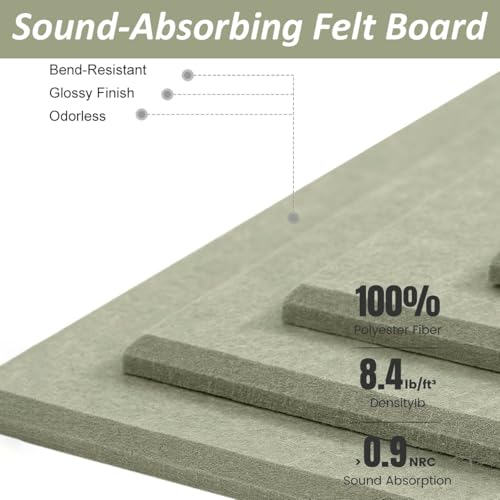 Image of Climberty 8 Pcs Felt Bulletin Board Tiles 30x30cm Self Adhesive Soft Boards for Wall, Soundproof Blanket Pin Board with 50 Pushpins for Notes Photos Decor (Teal Green)