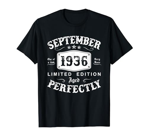 Vintage 1936 88 Años Cumpleaños Hombre Septiembre 1936 Camiseta