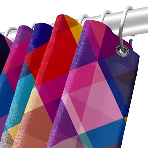 Rideau de douche géométrique coloré en textile premium imperméable de taille standard - 6