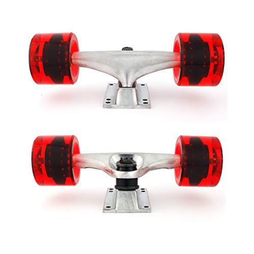 Image of VJ Skateboard Truck and Wheel, 5.0 Skateboard Trucks w /Skateboard Crusier Wheel 60mm, Skateboard Bearings, Skateboard Screws, Skateboard Riser Pads