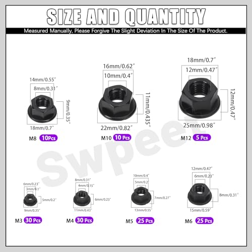 Écrous de fixation hexagonaux en nylon anti-vibration Swpeet M3-M12