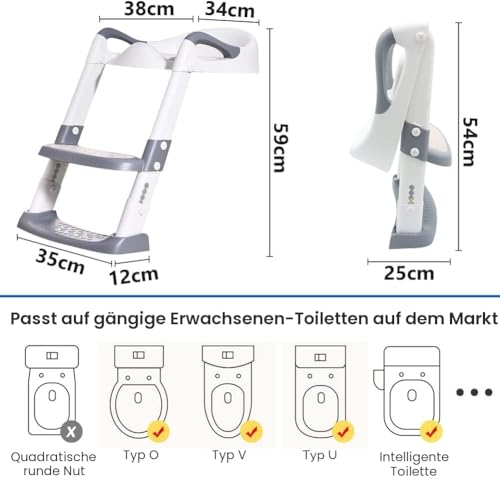Töpfchen Toilettensitz Baby mit Treppe: Kinder WC Sitz Toilette Toilettentrainer für Kleinkinder Jungen und Mädchen - Höhenverstellbar und… – Ansicht 6
