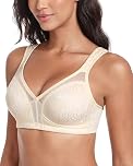 Lemorosy Full Coverage Non Padded Wireless Minimizer Bra Women's Plus Size Underwear Comfort and Double Support for Large Bust(Beige,36D)