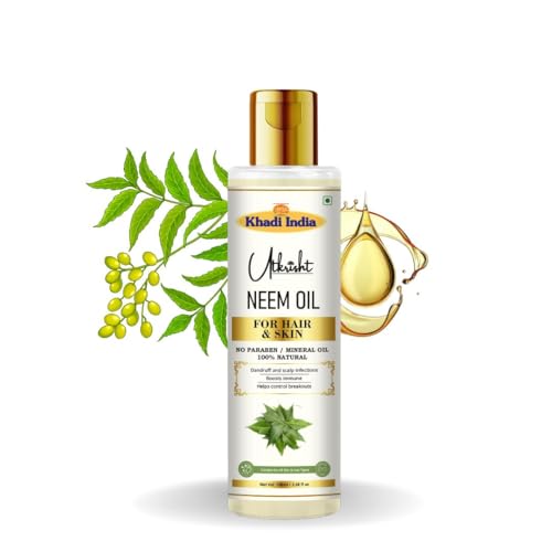 Image of Khadi Neem Oil For Skin & Hair 100ml | Pure & Natural Oil for Hair Growth & Nourishing Skin Care | Non Sticky, Paraben, Mineral Oil Free | For All Hair Types | Daily Use for Men & Women