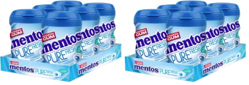 Image of Mentos Pure Fresh, Sugarfree Mint Flavour, Chewing Gum Bottle Pack, 327.6 g- Pack of 12