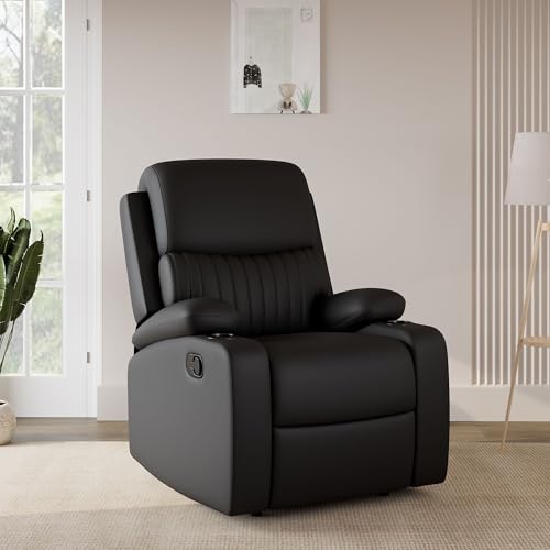 Image of Amazon Brand - Solimo Orleans | Single Seater Sofa Recliner | Manual Recliner (Leatherette Black)