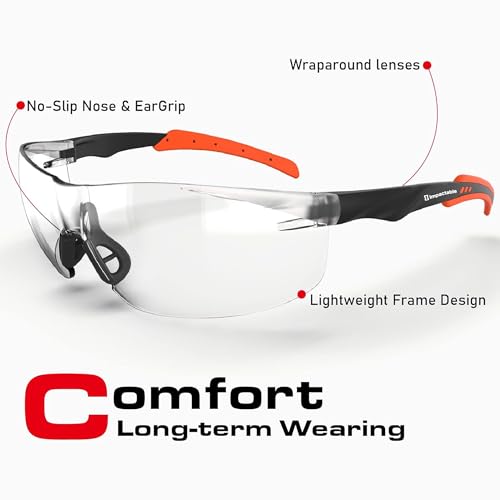 Image of Pickleball Safety Glasses Women Men, Protection, Classic Orange | ANSI Z87.1, Anti-Fog & Scratch Resistant Goggles for Work, Racquetball, Squash