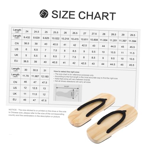 Geta tradicional japonesa de madera natural resistente, sandalia plana negra talla 42 4