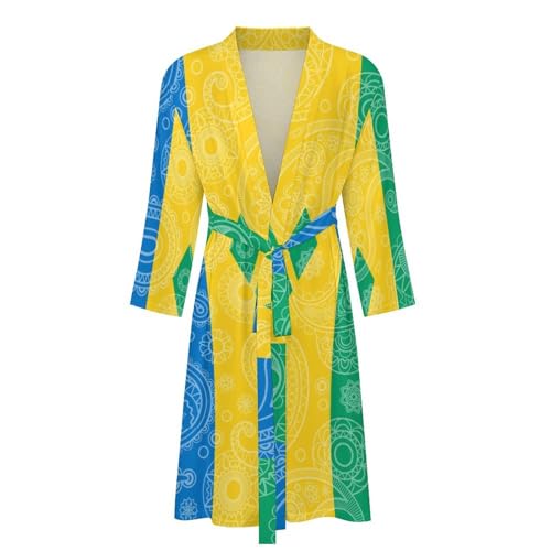 Saint Vincent Grenadines Paisley Flag Funny Men's Robe Novelty Soft Lightweight Bathrobe Long-sleeve Spa Robes4