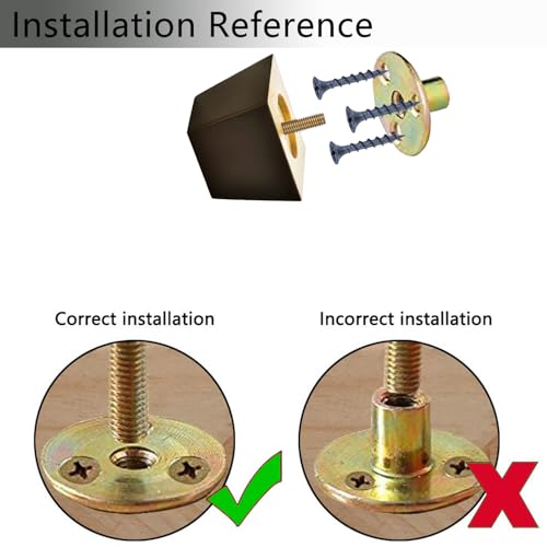 Maricome XKC020FG 2 Inches Furniture Feet For Couch Sofa Set Of 4, Replacement Furniture Legs Square Wood Legs M8 Bolt Predrilled thumb #4