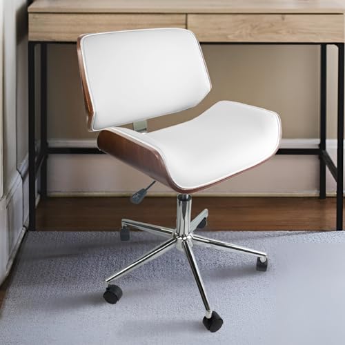El Mejor Listado de Sillas para Vanity , listamos los 10 mejores. 48 Fohfurniture Silla de Tocador, Silla de Escritorio con Ruedas de Madera Curvada, Silla de computadora con tapicería de Piel sintética y Altura Ajustable (Square, Blanco)