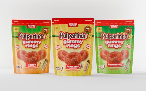 De la Rosa Pulparindo Gummies Rings,Mildly Spicy Soft Chewy Candy, Bite-Size Snack (9 Oz, Mango) - image 2