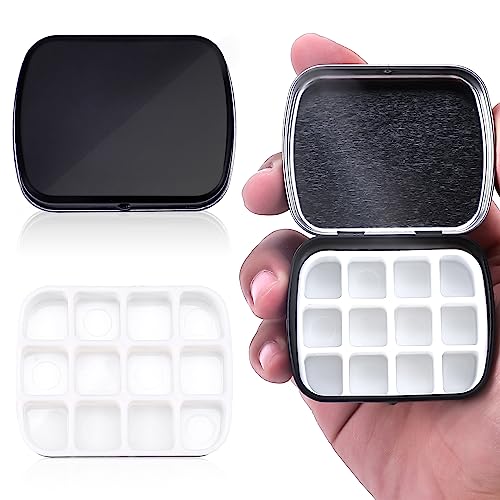 Ouligay Paleta de acuarela vacía de metal, mini lata de acuarela vacía con tapa, paleta de pintura portátil, bandeja de acuarela de viaje, bandeja de pintura pequeña, contenedores de paleta para