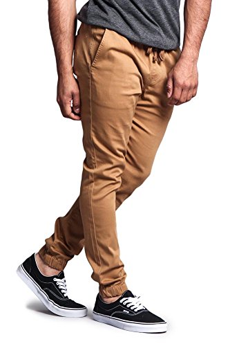 G-Style USA Mens Slant-Pocket Skinny Joggers - Wheat - Small - JJ1F4
